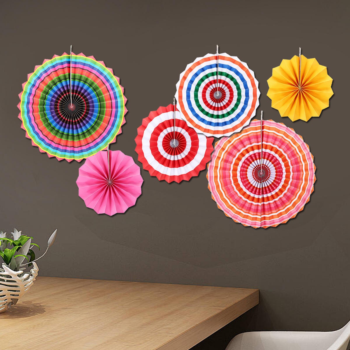 6 Fiesta Hanging Paper Fans Siesta Pinwheel Fan Taco Mexican Sweet Balloon Cactus Party Backdrop Fiesta Decorations Circus Baby Shower Llama