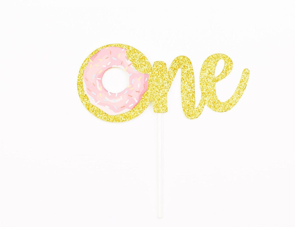 One Donut bite Cake Topper Glitter - First Birthday Birthday Cake Topper Smash Cake Topper Birthday Party 1st Birthday Party 1 baby sprinkle