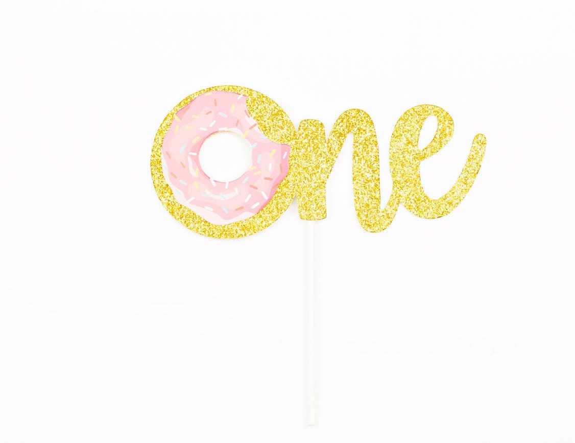 One Donut bite Cake Topper Glitter - First Birthday Birthday Cake Topper Smash Cake Topper Birthday Party 1st Birthday Party 1 baby sprinkle
