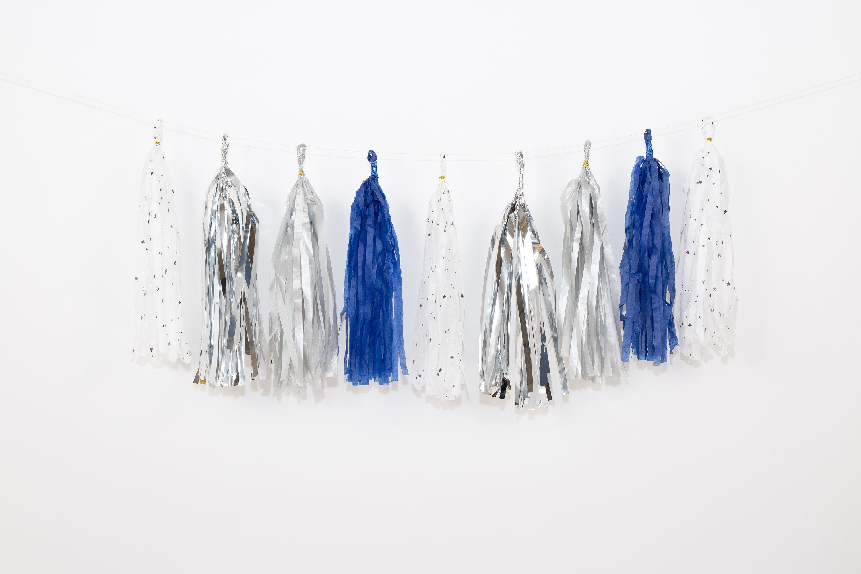 12 pcs Paper Tassels Garland Outer Space Two the Moon Birthday Baby Shower Decor Custom 1st 2nd 3rd 4th Birthday one two three four star boy