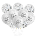 10 Pc Happy Birthday Balloon Bouquet, Confetti Latex Balloons in Silver Rose Gold Blue Purple Green, Birthday Party Decor for Him or Her