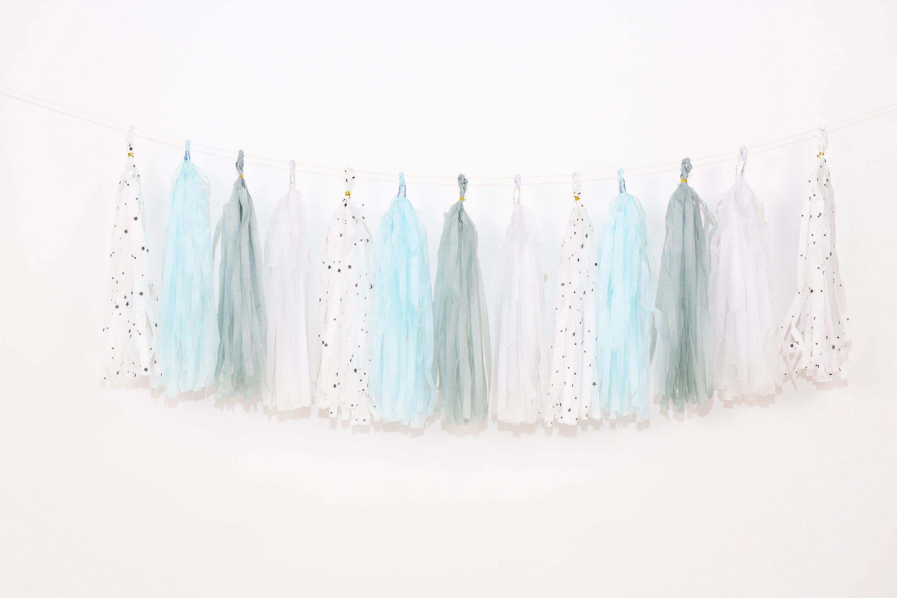 12 pcs Paper Tassels Garland Outer Space Two the Moon Birthday Baby Shower Decor Custom 1st 2nd 3rd 4th Birthday one two three four star