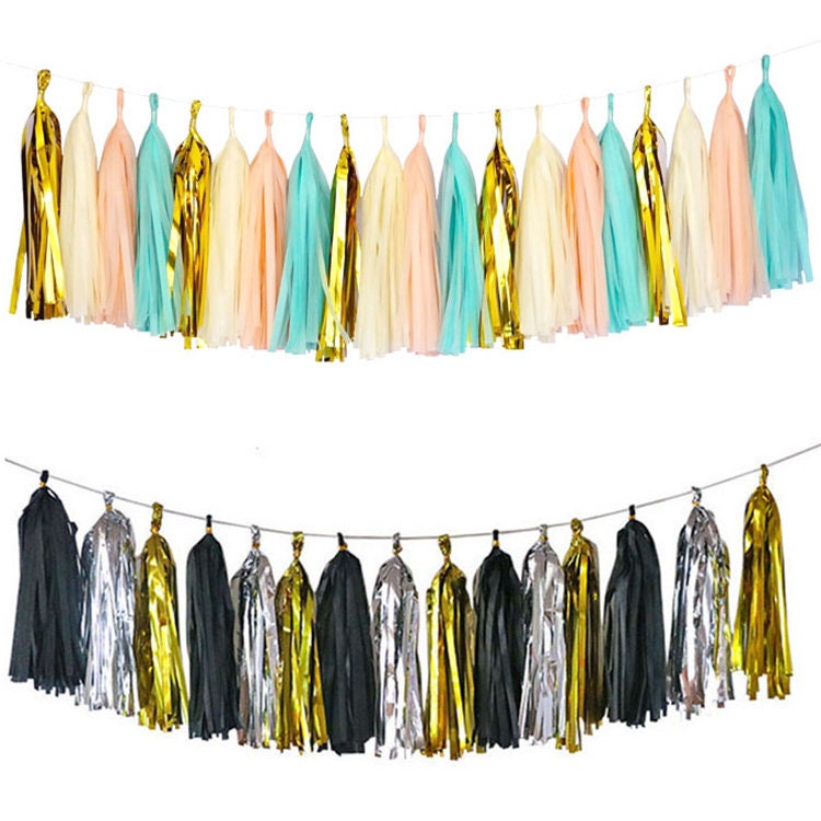 Star Baby Shower Tassel Garland Heart Rose Gold - BashMint party decoration