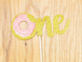 One Donut bite Cake Topper Glitter - First Birthday Birthday Cake Topper Smash Cake Topper Birthday Party 1st Birthday Party 1 baby sprinkle