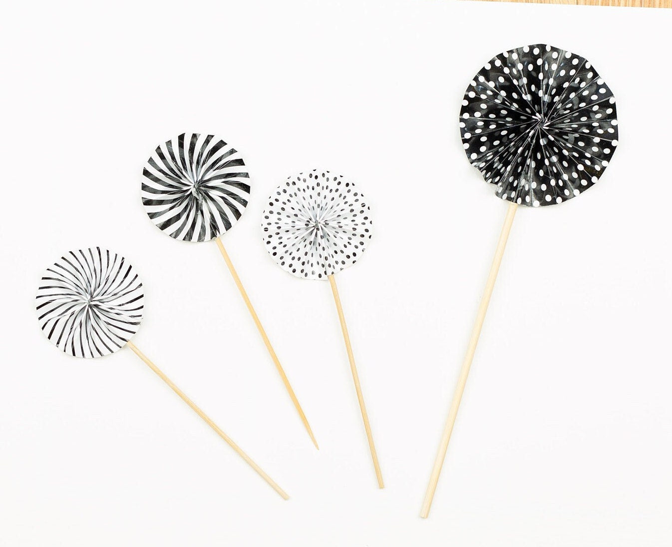 Set of 4 pinwheel cake topper Black Cake Topper mini Fan 1 2 3 4 5 6 7 8 10 21 35 Birthday Cake Topper Girl Boy Woman Man for him her Party