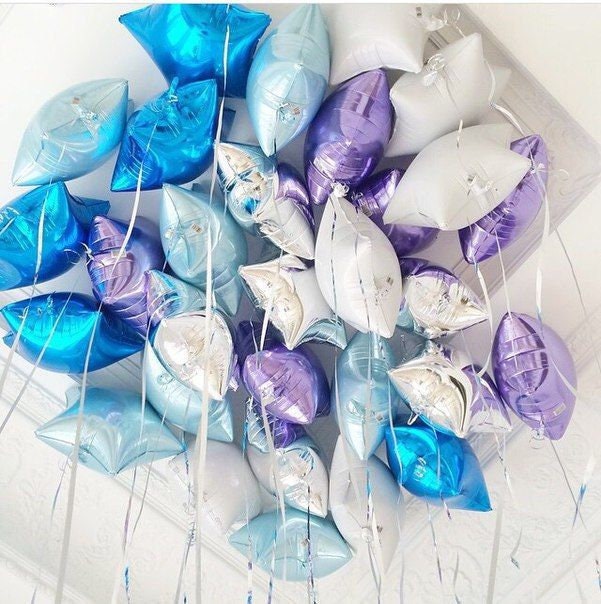 Balloon Bouquet 18 Inch Mylar Star & Clear Latex Balloons - Black, Green, Red, Blue, Rose Gold, Silver, Gold, White, Pink, Purple - Birthday Wedding Party Decor