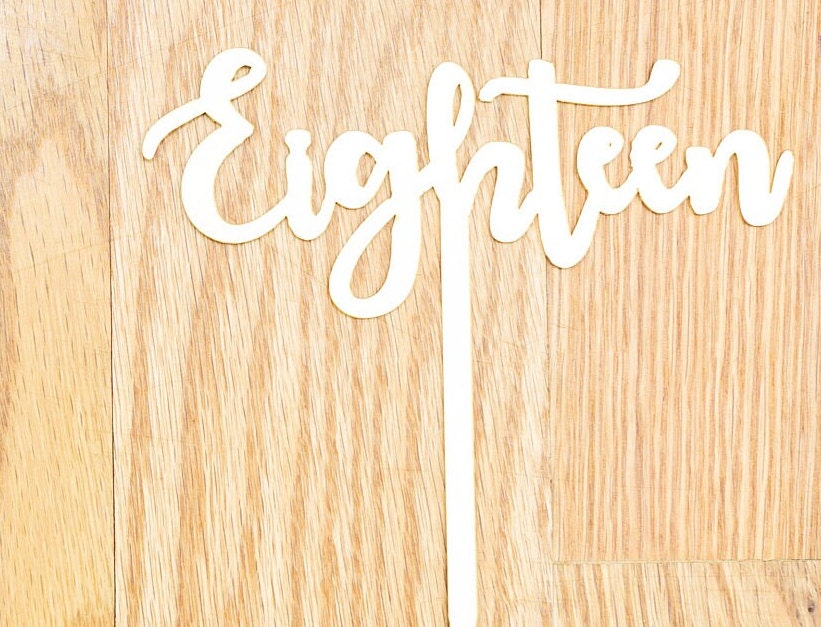 Happy Birthday Cake Topper eighteen 18 18th eighteenth Birthday CakeTopper Smash Party Gold mirror