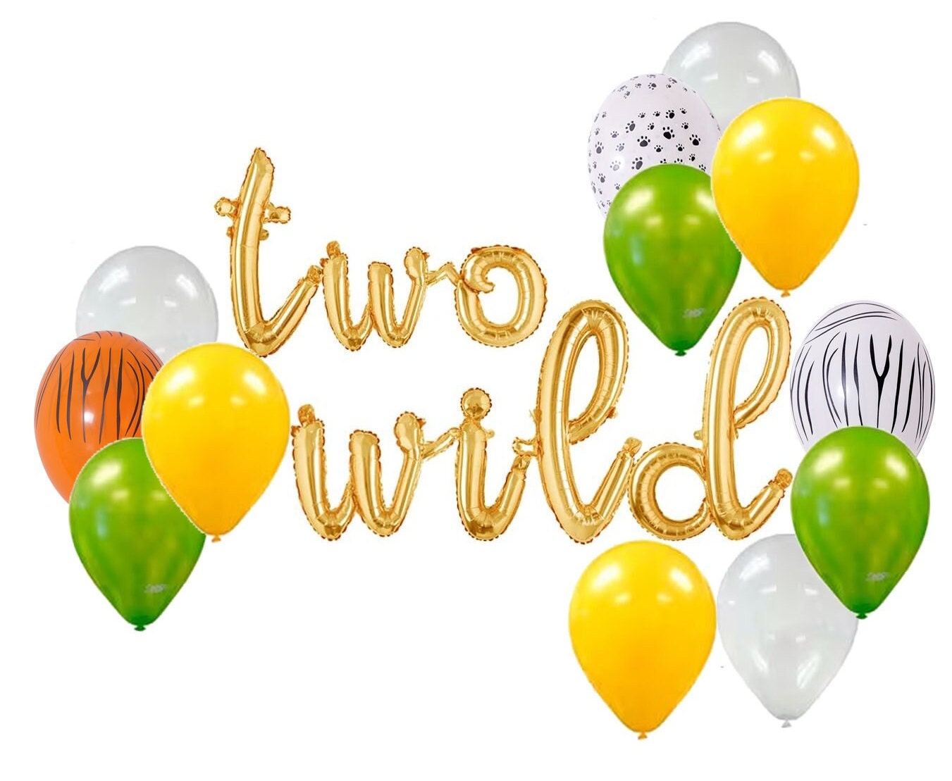 TWO Wild balloons banner decorations 2nd birthday balloon garland party decoration script cursive safari Two Wild Second Bday Jungle Theme