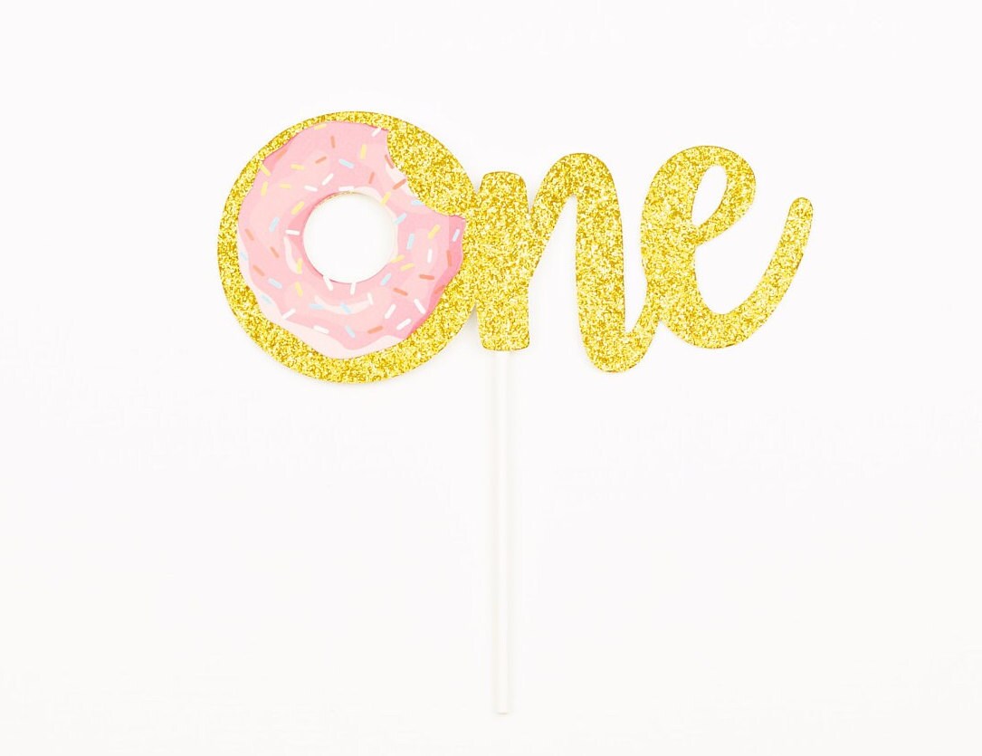 One Donut bite Cake Topper Glitter - First Birthday Birthday Cake Topper Smash Cake Topper Birthday Party 1st Birthday Party 1 baby sprinkle