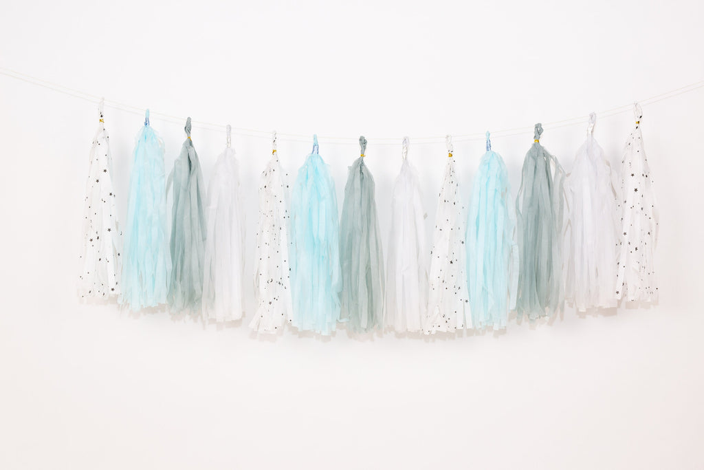 12 PCS Outer Space Paper Tassel Garland | Two the Moon Birthday Baby Shower Decor