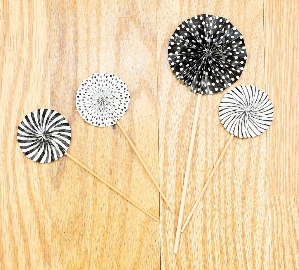 Set of 4 pinwheel cake topper Black Cake Topper mini Fan 1 2 3 4 5 6 7 8 10 21 35 Birthday Cake Topper Girl Boy Woman Man for him her Party