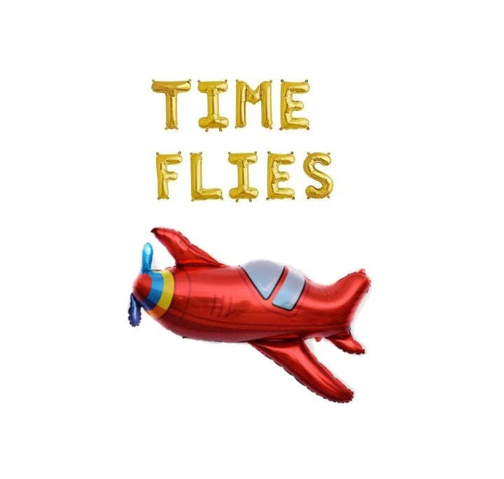 Time Flies Balloon Banner, Airplane Birthday Party Decor, Up Up and Away Baby Shower Decorations