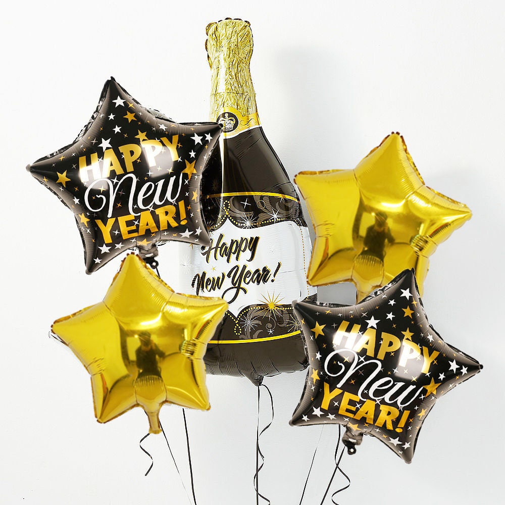 Champagne New Year Party Balloons Star Rose Gold Decorations - BashMint party decoration