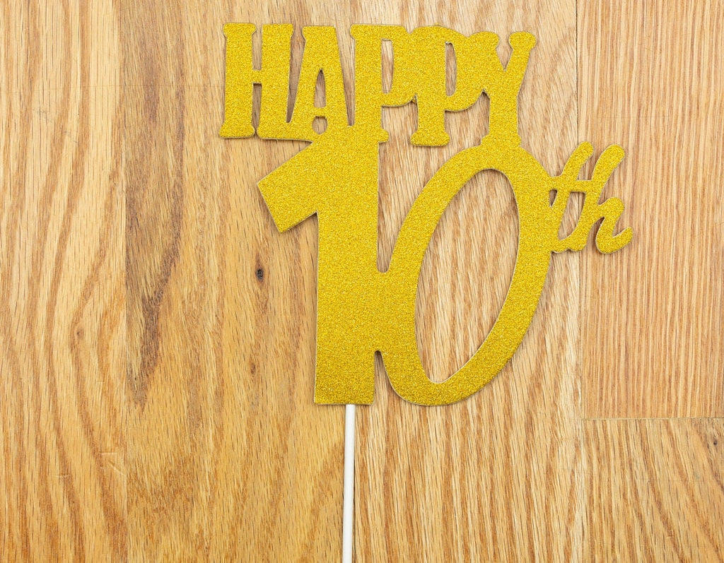 Happy 50th Birthday Glitter Cake Topper – Fiftieth Birthday Party Cake Decoration