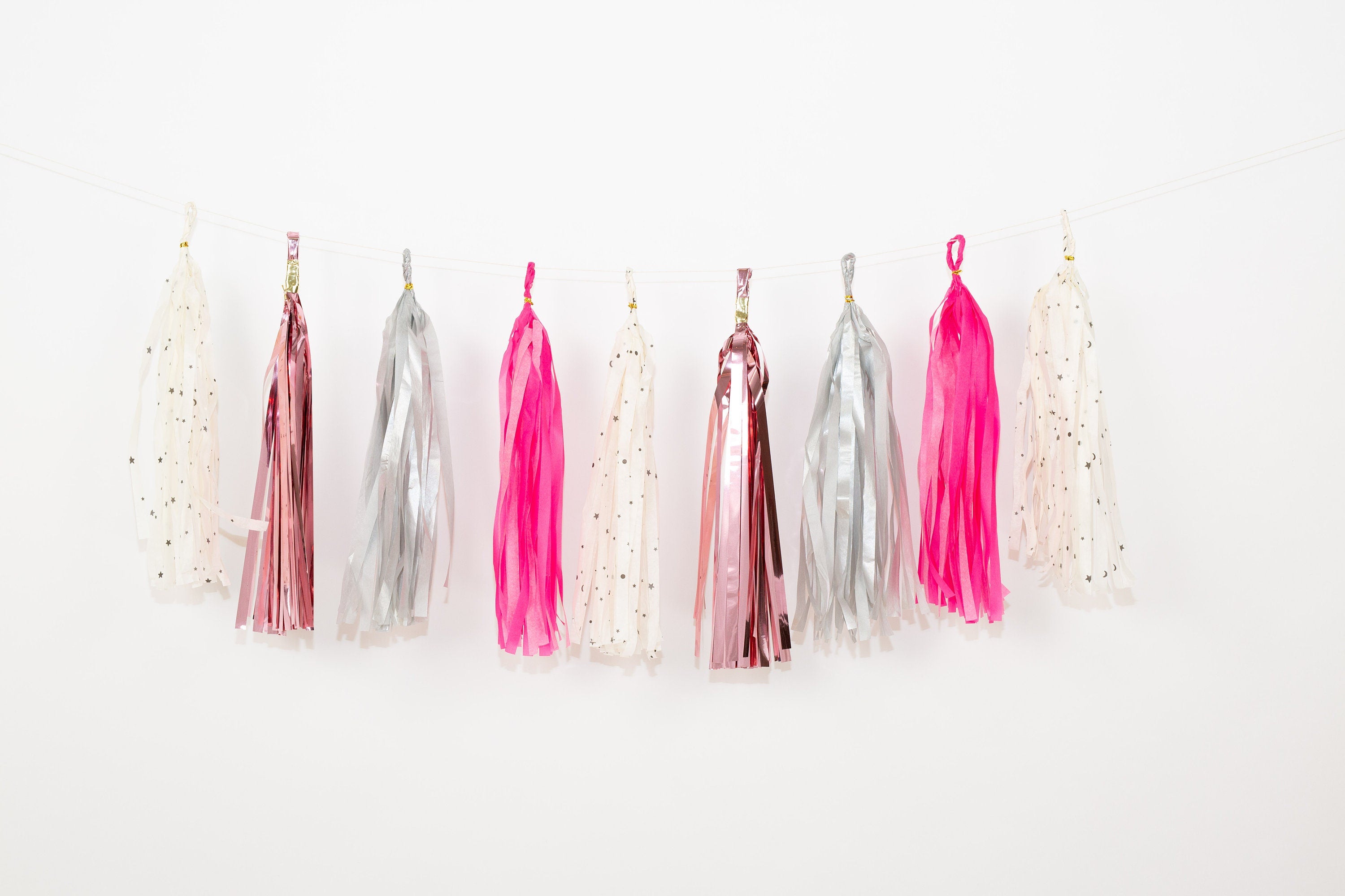 12 pcs Paper Tassels Garland Outer Space Two the Moon Birthday Baby Shower Decor Custom 1st 2nd 3rd 4th Birthday one three four star girl