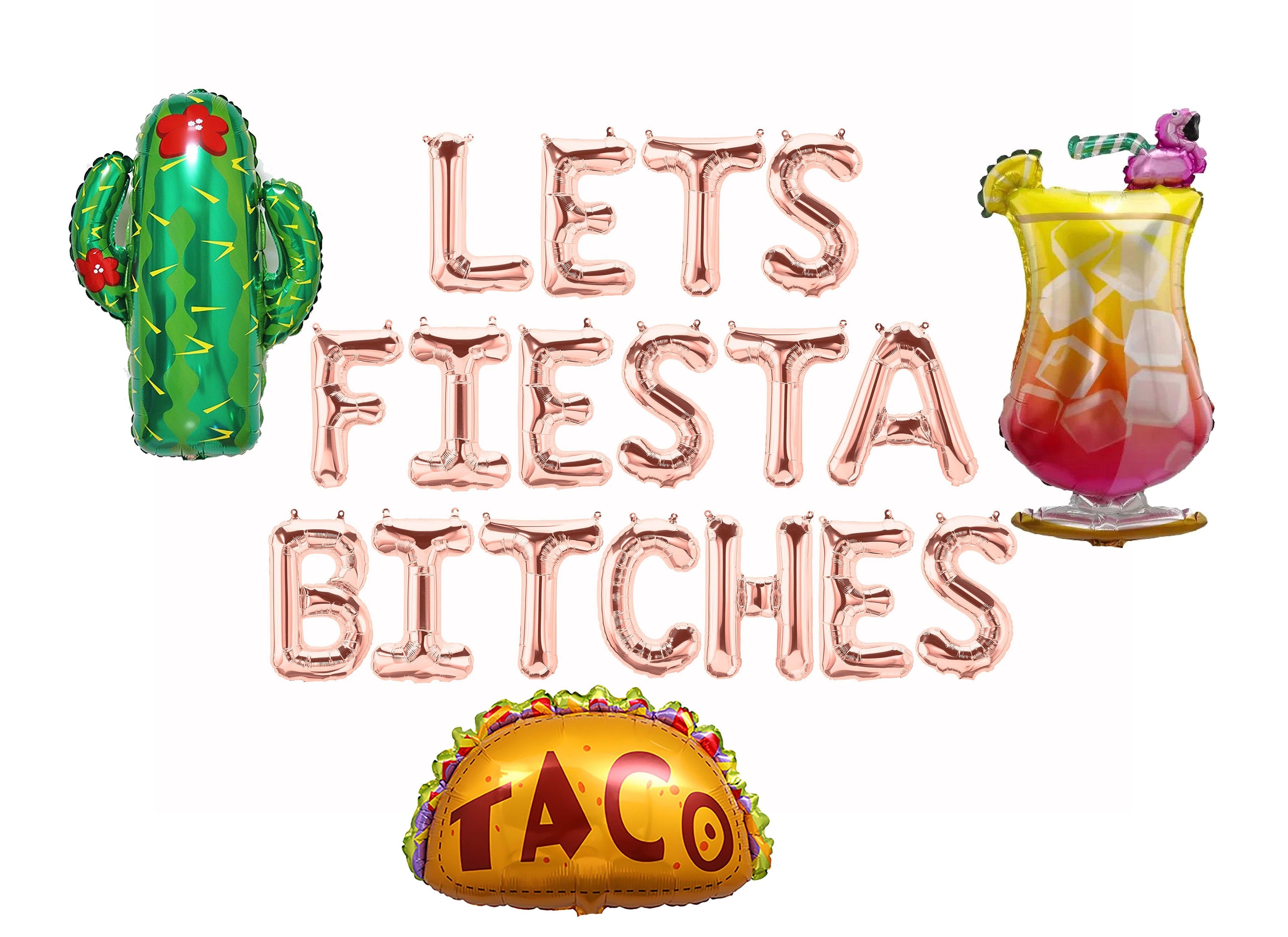 Fiesta Birthday Balloon Banner Letter Rose Gold Decorations - BashMint party decoration