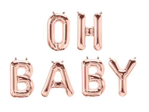 Baby Shower Balloon Banner Letter Rose Gold Decorations - BashMint party decoration