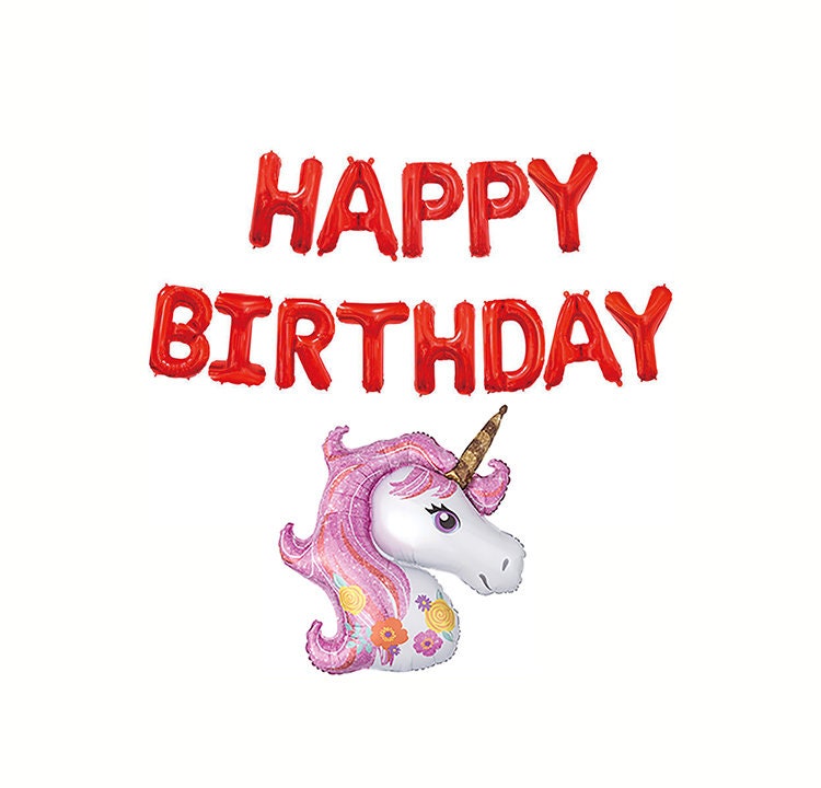 Unicorn Birthday Balloon Banner Heart Rose Gold Decorations - BashMint party decoration