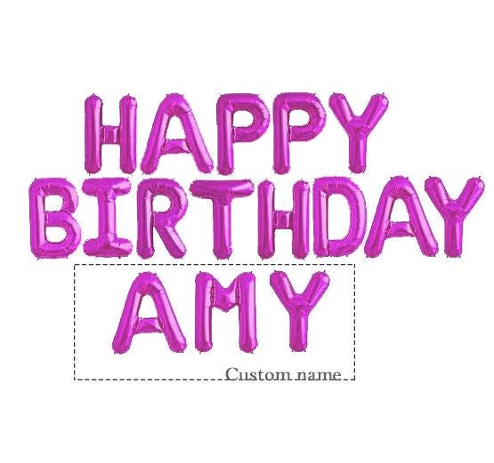 Happy Birthday Letter Balloon Banner - Birthday Decor - Hot Pink letter balloon banner