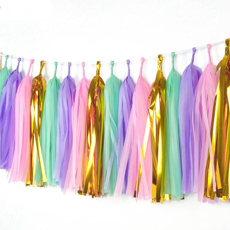 Star Baby Shower Tassel Garland Heart Rose Gold - BashMint party decoration