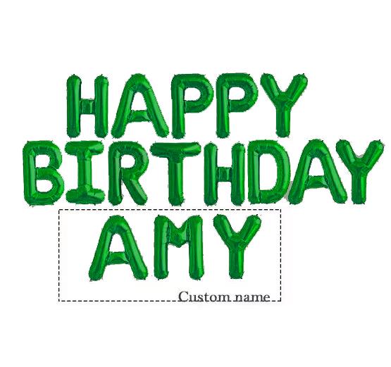 Green Happy Birthday Letter Balloon Banner - Birthday Decor - Hot Pink letter balloon banner