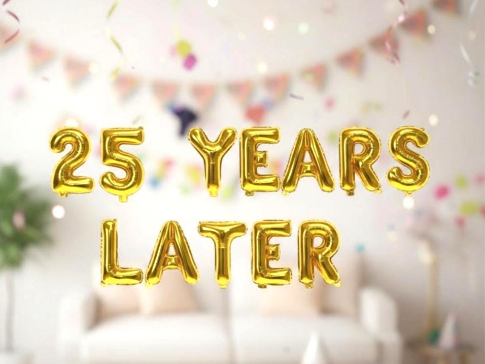 25 Years Later Birthday Balloons - Twenty Five 25th Birthday 16 Inch Foil Letter Number Mylar Banner funny birthday bob