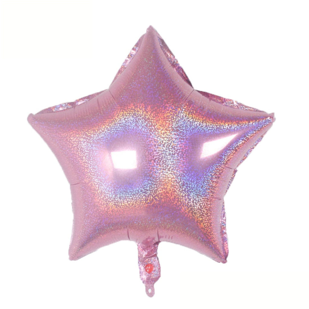 18" Holographic Laser Star Balloon Bouquet - Silver Gold Blue Pink Helium Balloons for Birthday Wedding Baby Shower New Year