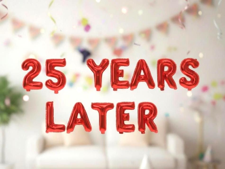 25 Years Later Birthday Balloons - Twenty Five 25th Birthday 16 Inch Foil Letter Number Mylar Banner funny birthday bob
