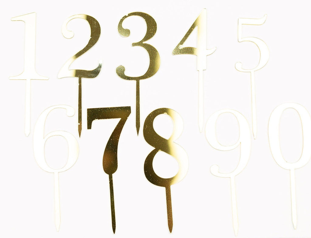 Gold Acrylic Number Cake Topper 0 to 9 Any Age Birthday Cake Topper
