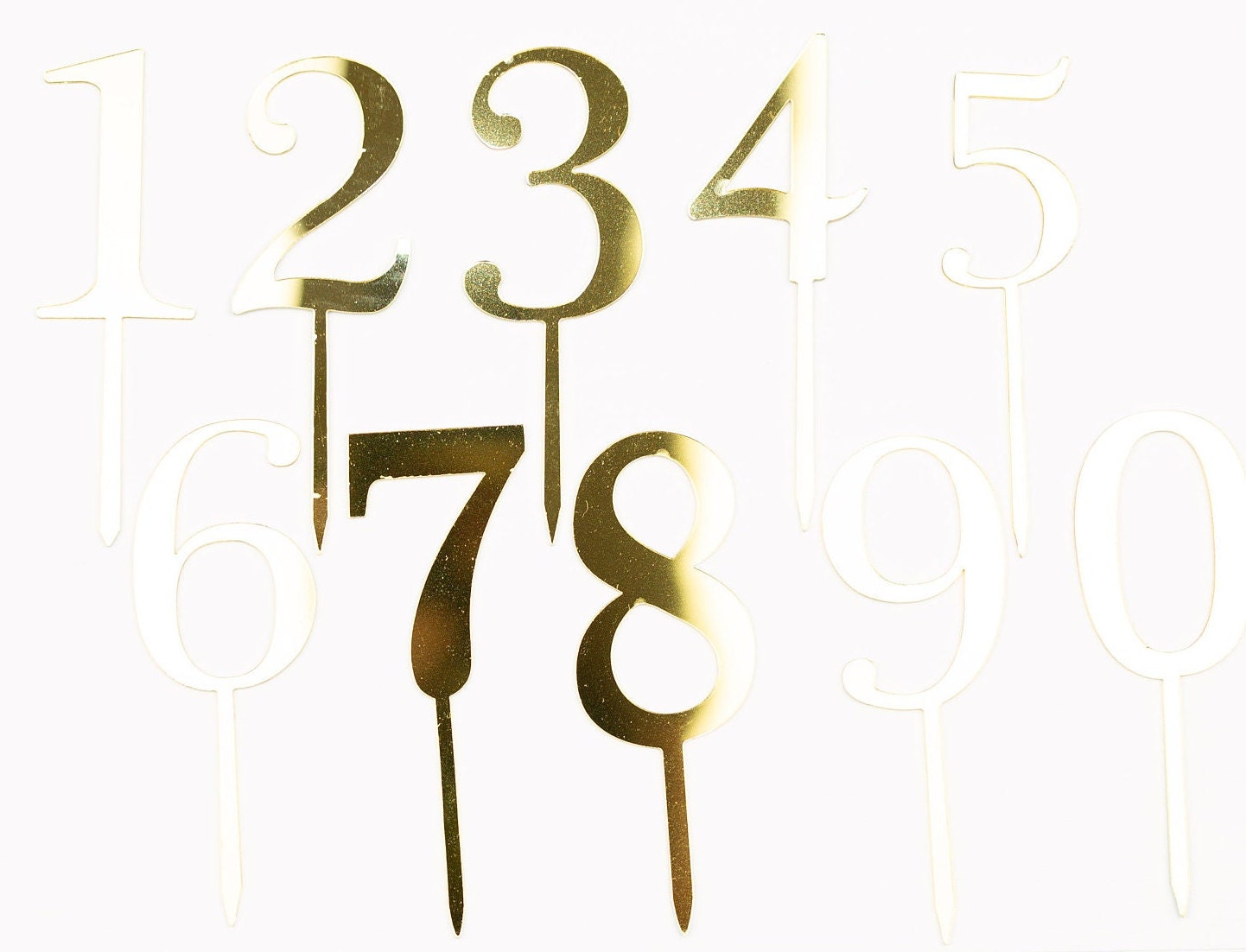 Gold Acrylic Number Cake Topper 0 to 9 Any Age Birthday Cake Topper