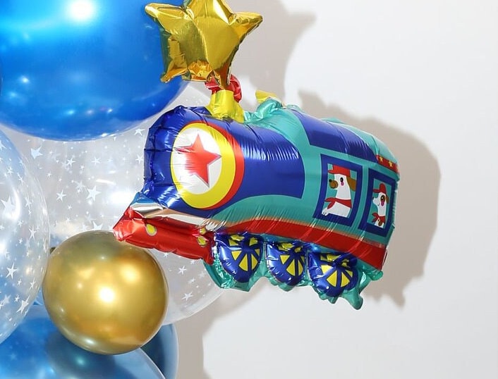 Train Birthday Party Balloons Star Gold Decorations - BashMint party decoration