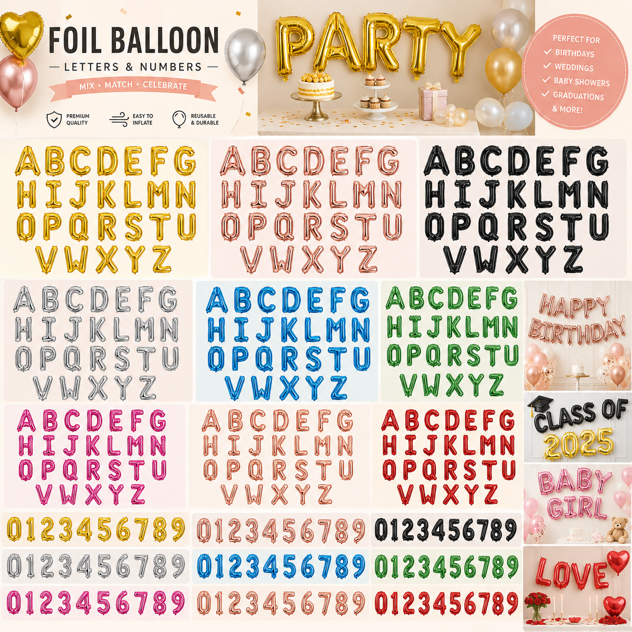 16 Letter Letter Balloons for Sale - Party Decor