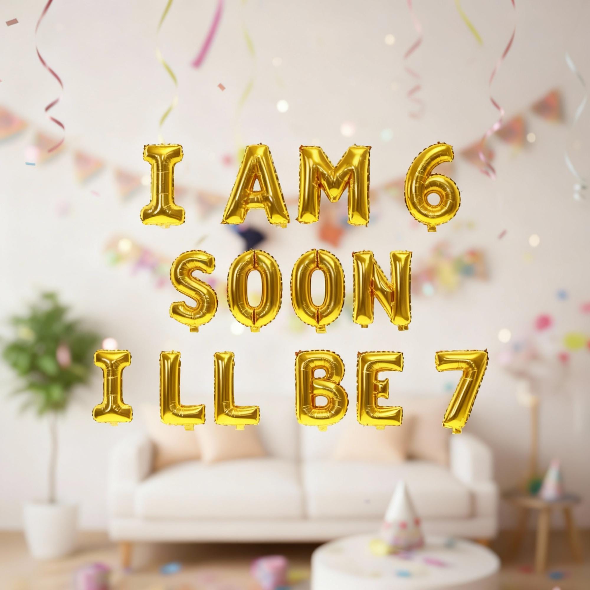 Birthday 6th Balloon Banner Letter Rose Gold Decorations - BashMint party decoration