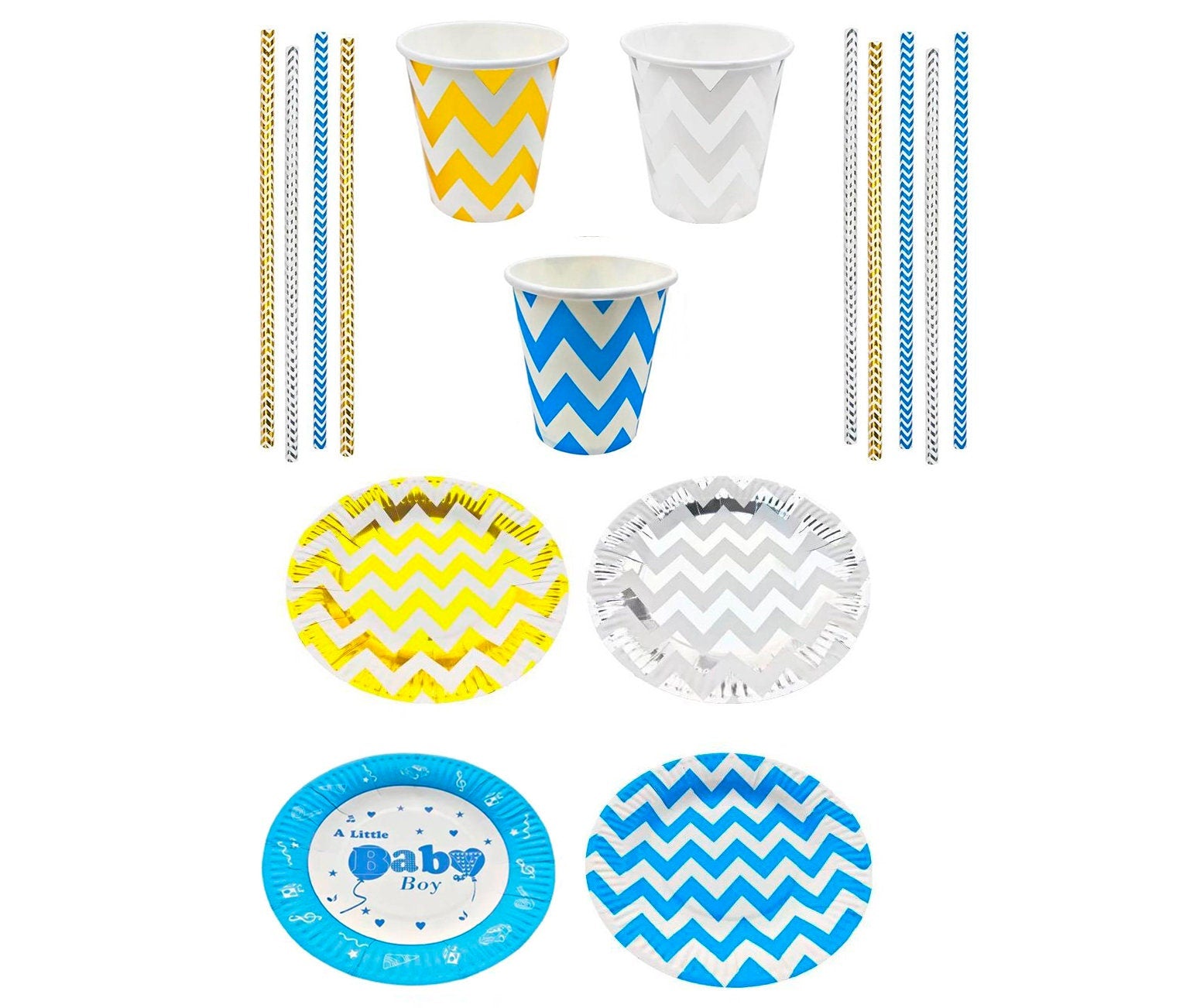 Baby Shower Straws & Stirrers Number Gold - BashMint party decoration