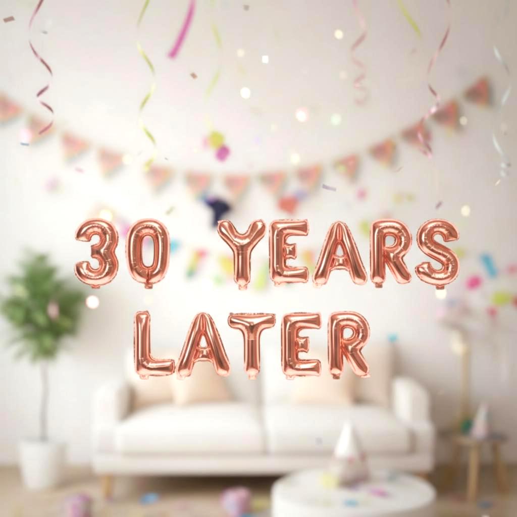 Birthday 30th Balloon Banner Number Rose Gold Decorations - BashMint party decoration