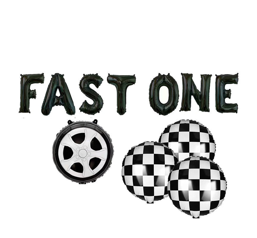 Race Car Birthday 1st Balloon Banner Heart Rose Gold Decorations - BashMint party decoration