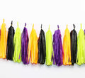 12 pcs Ready to Hang Halloween Tassel Garlands Tissue Paper Treat or Treat Tassels Witch Garland Birthday Neon Shower Party