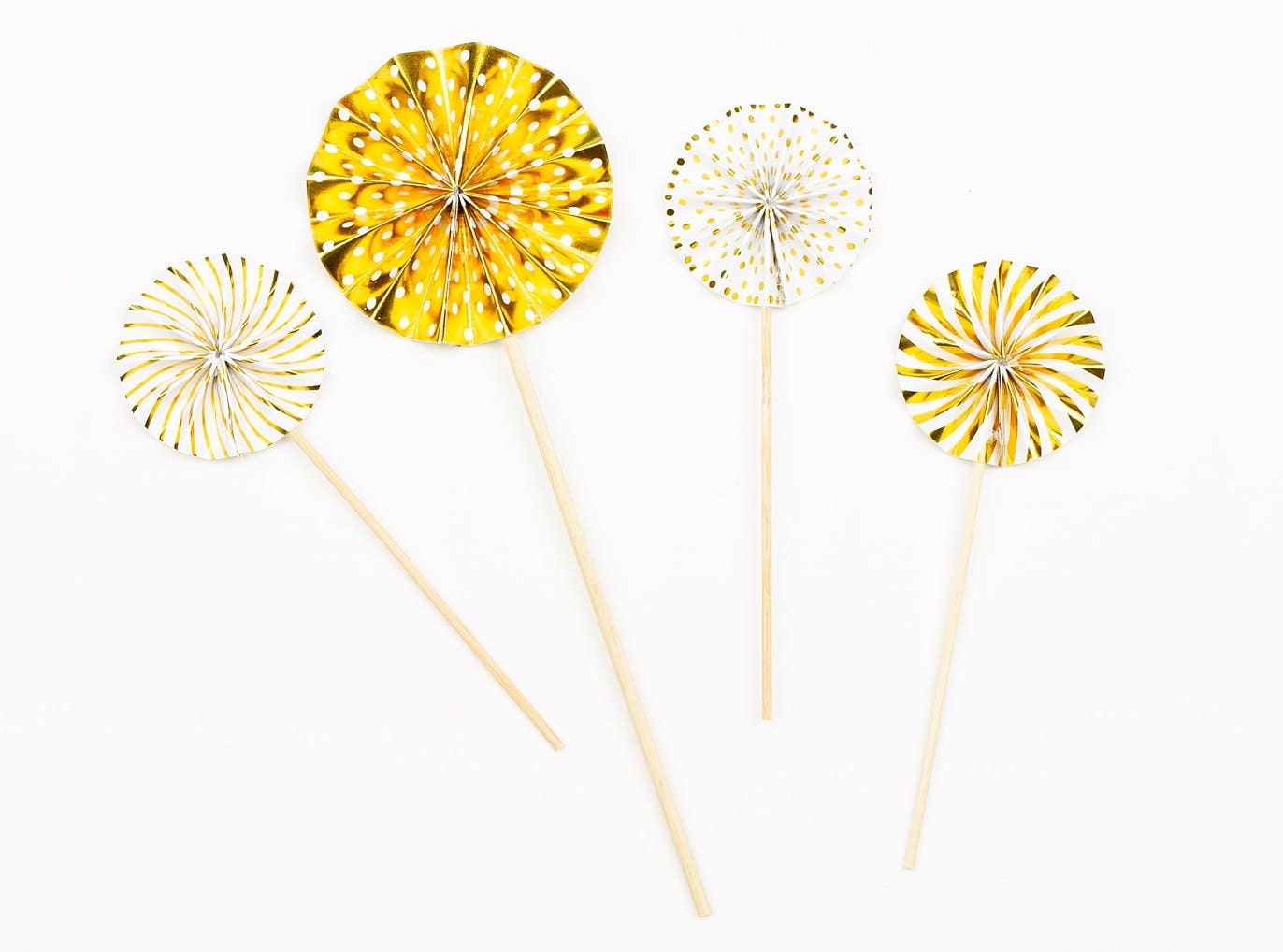 Set of 4 pinwheel cake topper Gold Cake Topper mini Fan 1 2 3 4 5 6 7 8 9 10 21 35 Birthday Cake Topper Girl Woman for her Birthday Party