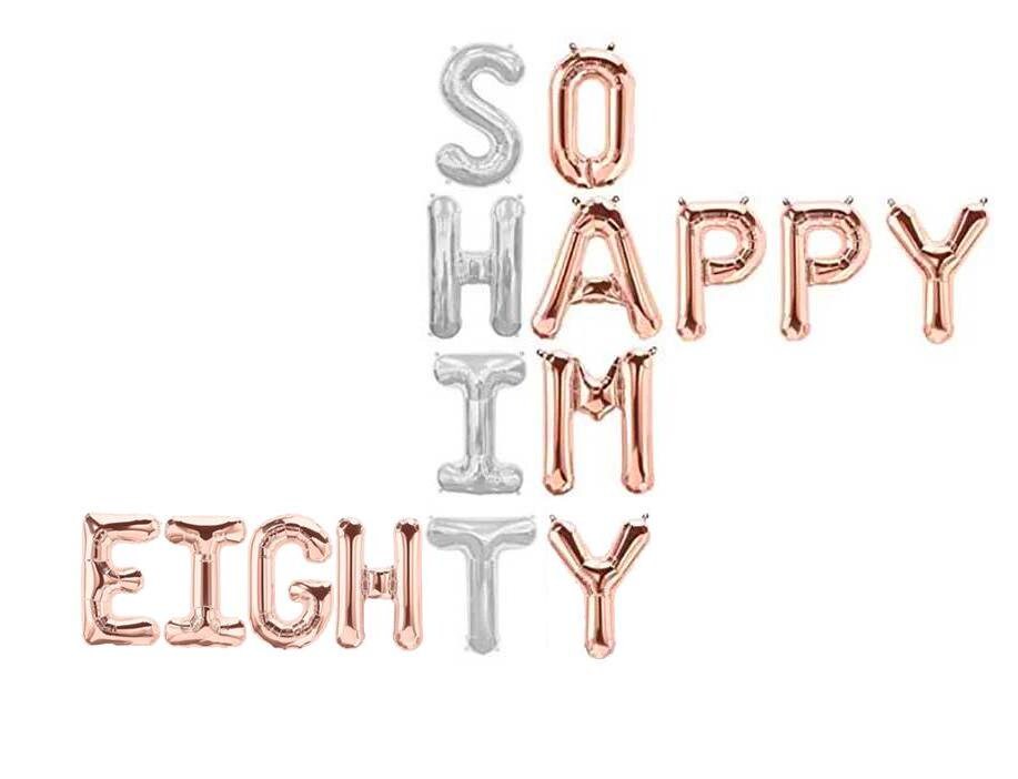 Birthday 80th Party Balloons Letter Rose Gold Decorations - BashMint party decoration