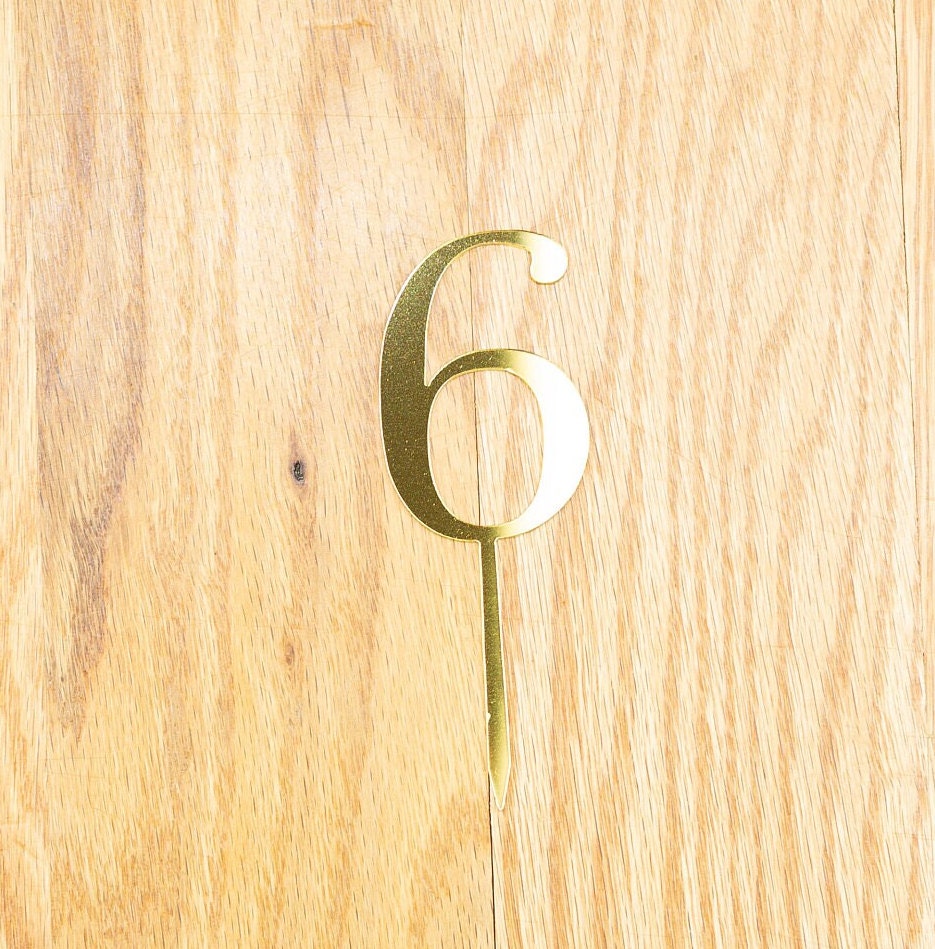 6 Cake Topper | Six | Sixth Birthday party decoration | I am six | gold acrylic mirror | 6th decor  | decoration