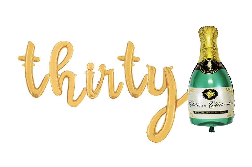 Champagne 30th Birthday Party Balloons Number Rose Gold Decorations - BashMint party decoration