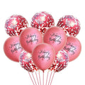 10 Pc Happy Birthday Balloon Bouquet, Confetti Latex Balloons in Red Rose Gold Blue Silver Purple Green, Birthday Party Decor for Him or Her