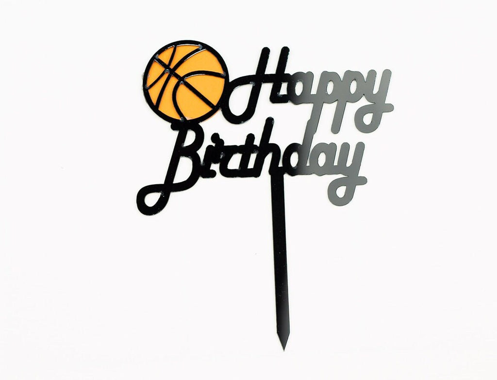 Basketball Happy Birthday Cake Topper, Sports Birthday Cake Decoration, Kids Basketball Party Cake Topper