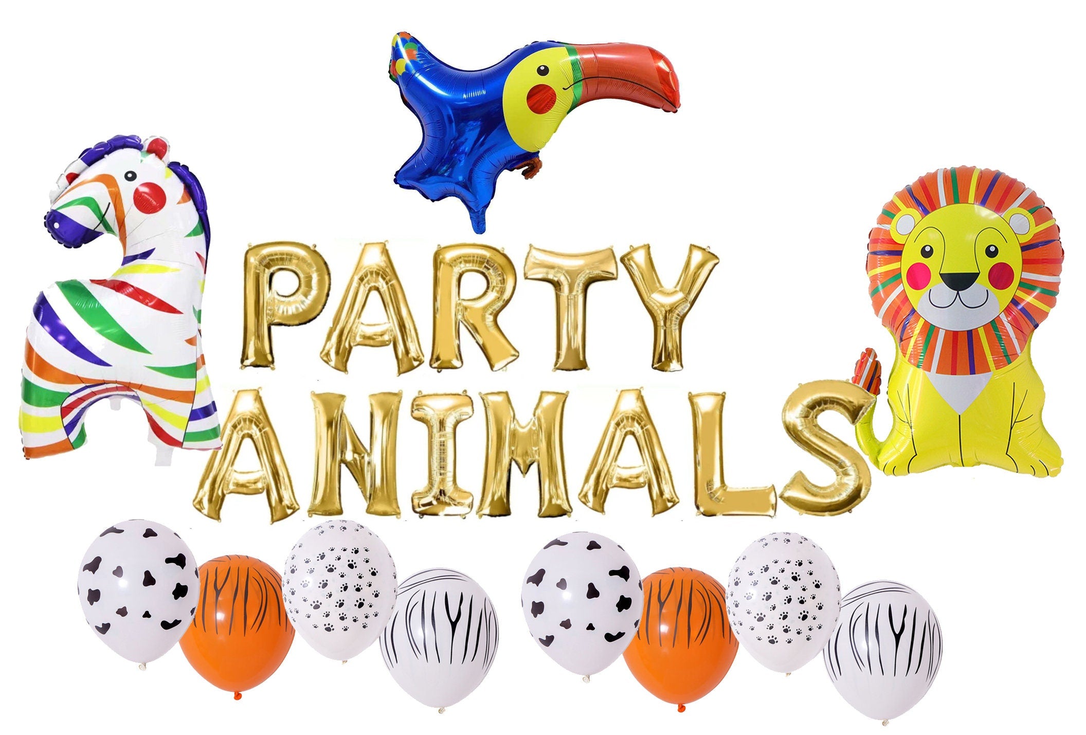 Safari Birthday Balloon Banner Heart Rose Gold Decorations - BashMint party decoration
