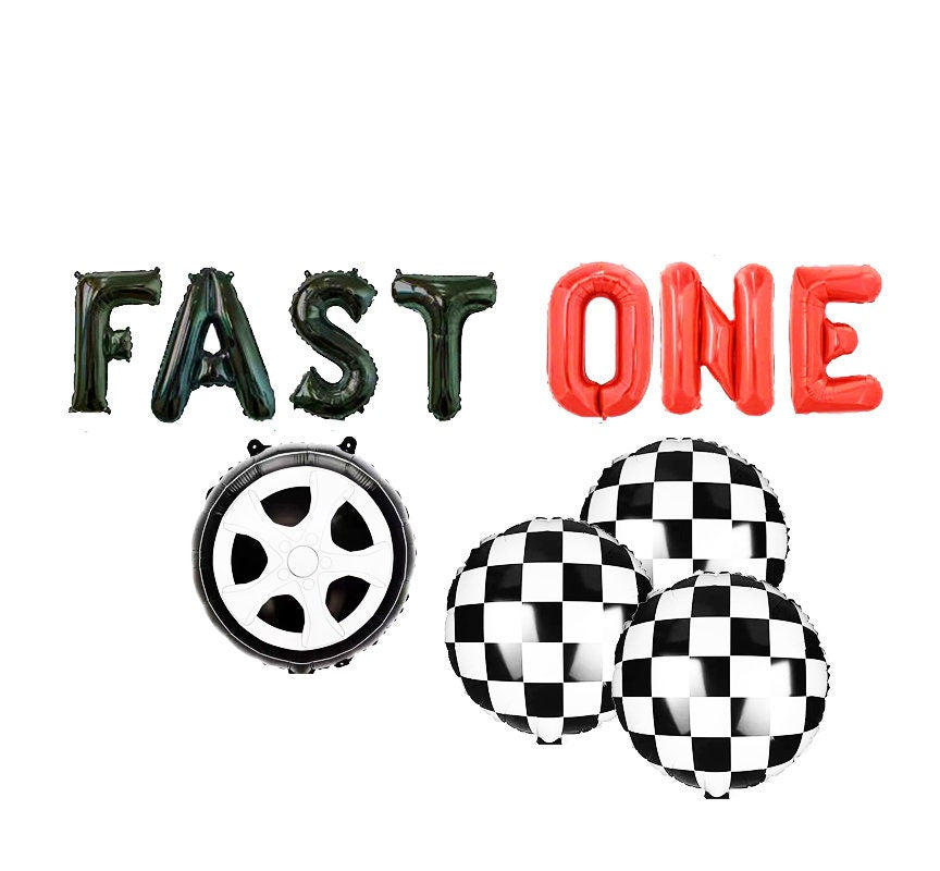 Race Car Birthday 1st Balloon Banner Heart Rose Gold Decorations - BashMint party decoration