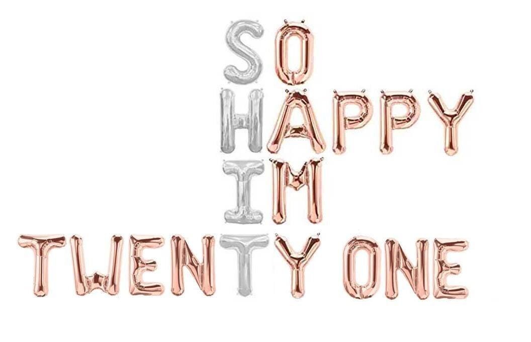 21st Birthday Party Balloons Letter Rose Gold Decorations - BashMint party decoration