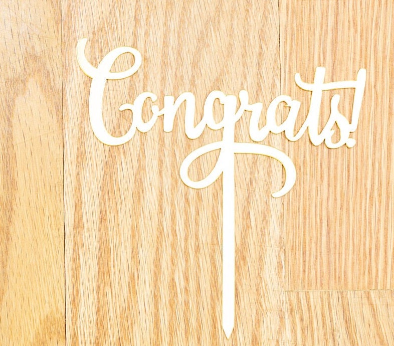 Congrats Cake Topper, Acrylic Mirror Graduation Cake Decoration, Silver Gold Class of 2026 Party Decor