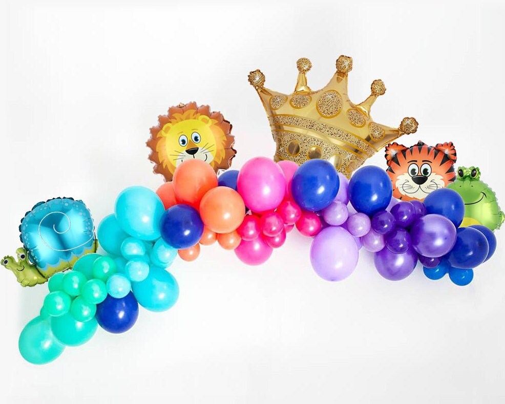 Birthday Balloon Banner Crown Light Blue Decorations - BashMint party decoration