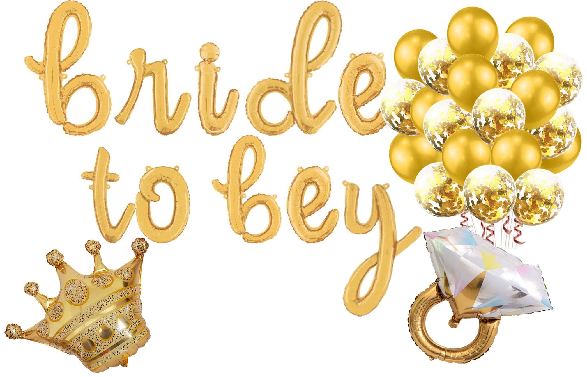 Bride Bachelorette Party Balloon Banner Heart Rose Gold Decorations - BashMint party decoration