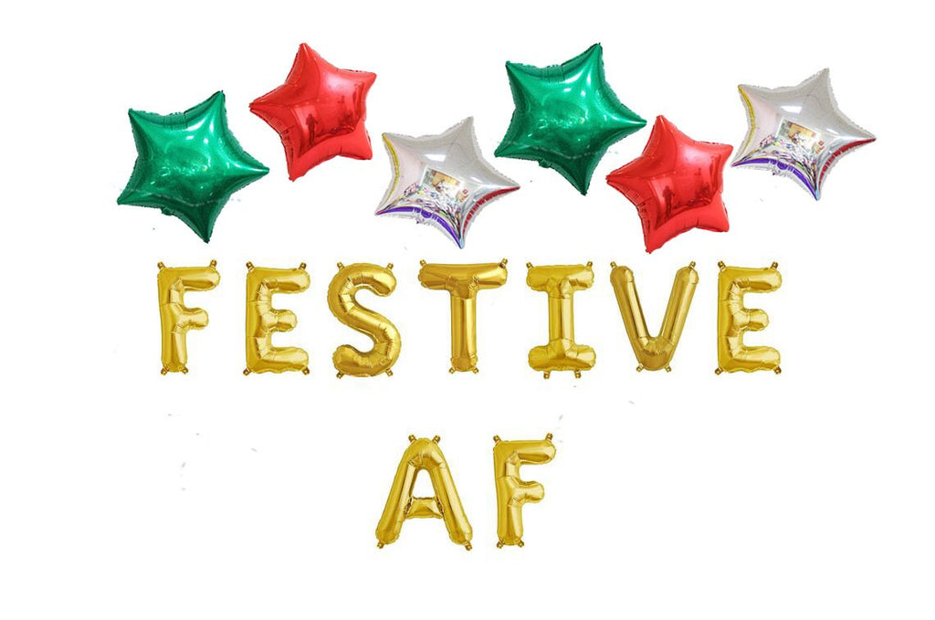 Star Christmas Balloon Banner Rose Gold Decorations - BashMint party decoration